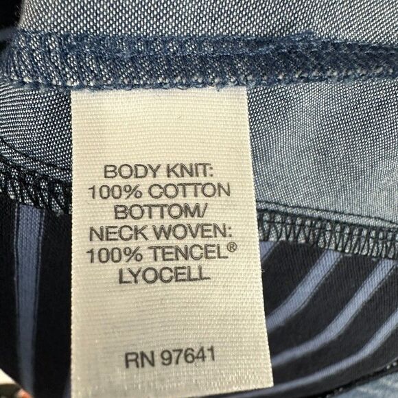 J. Jill Striped Knit Chambray Hem Shift Dress Size Medium Blue 3/4 Sleeve - Picture 3 of 4